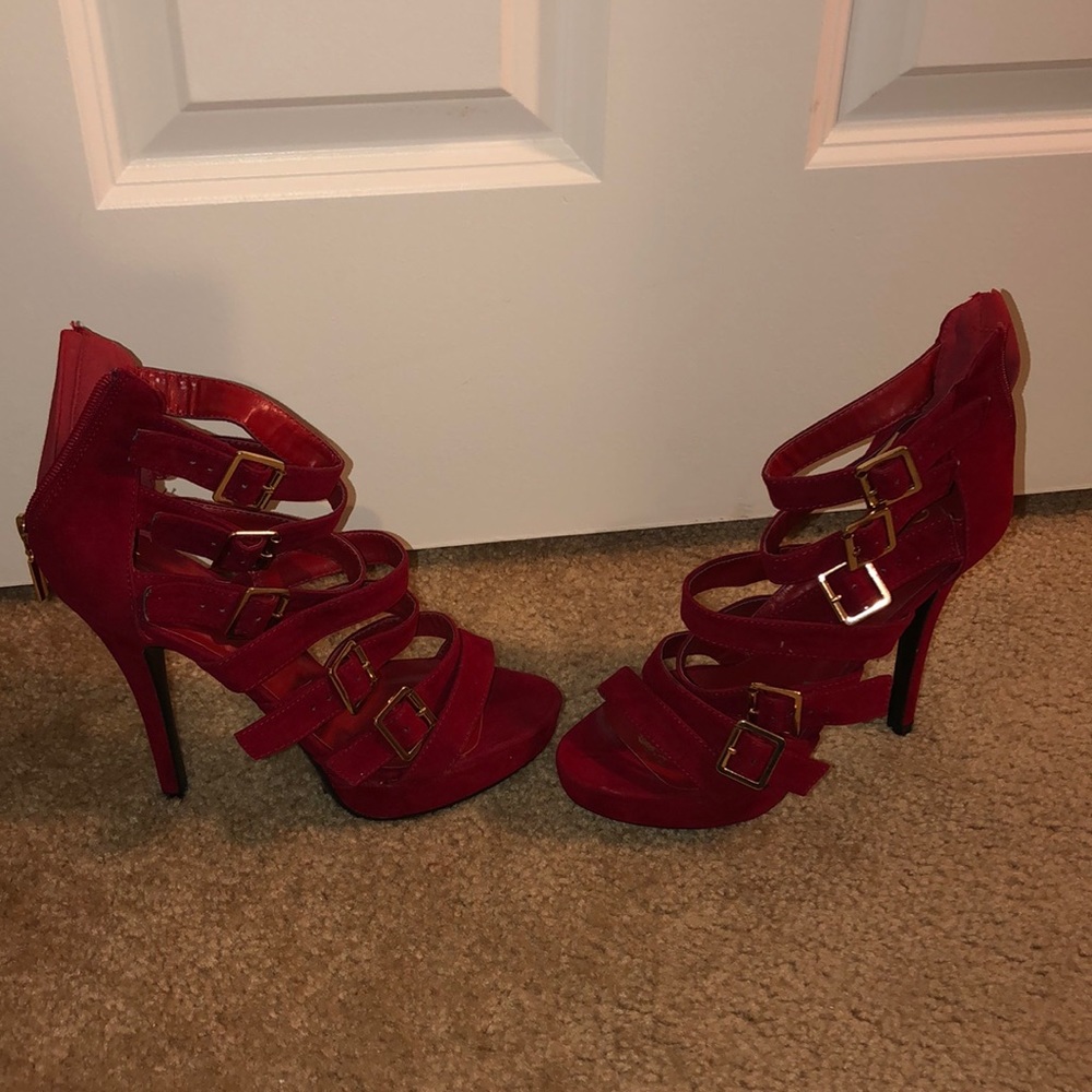 Red Buckle Heels - Picture 3 of 4